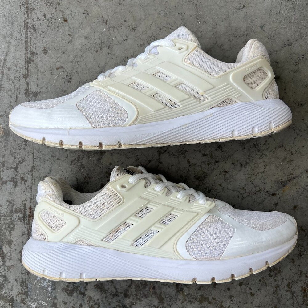 Adidas Duramo 8 Cloudfoam Mens Size 10 White Running Shoes BB4657 Sneakers Gym